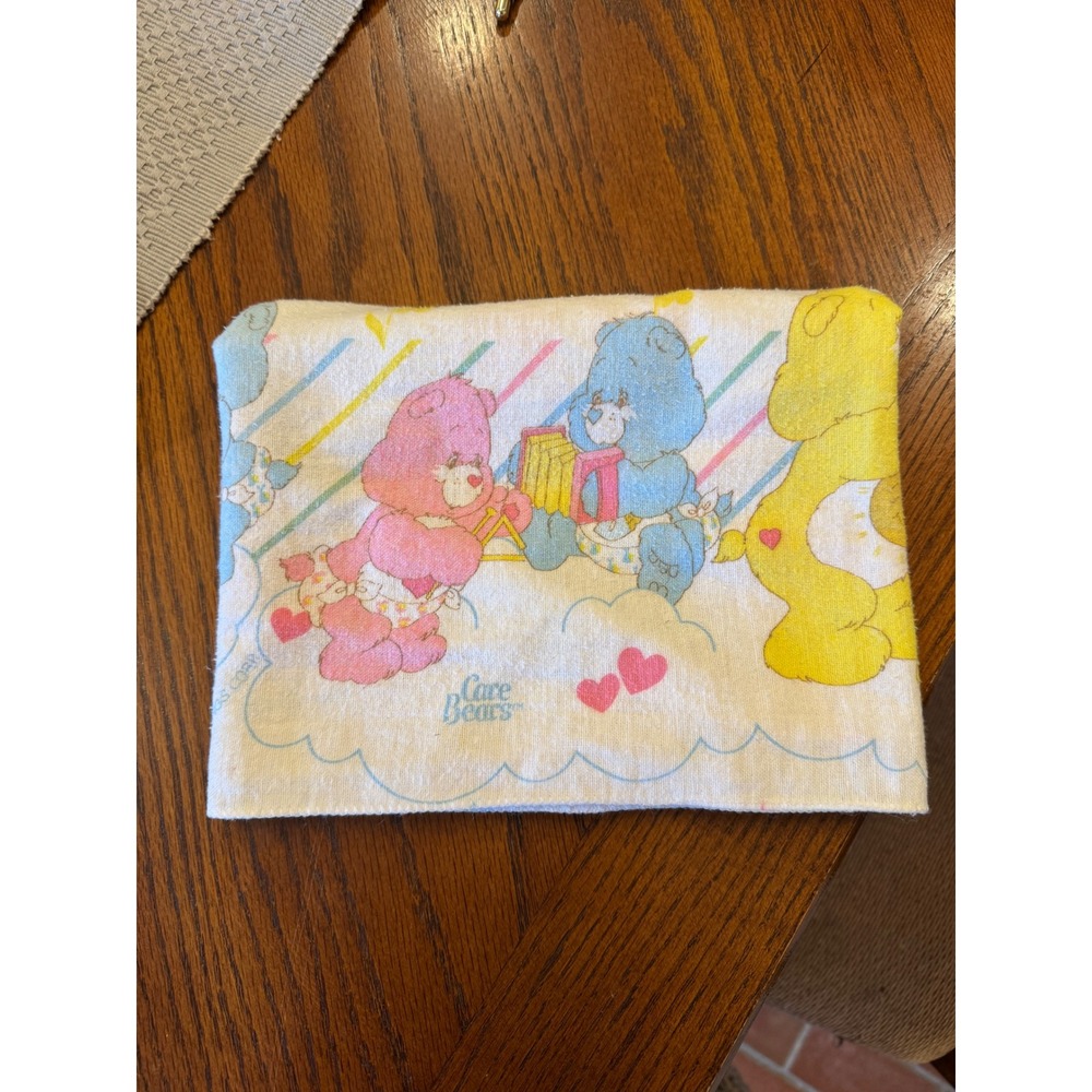 Vintage Care Bears Twin Sheet Set Pink‎ Blue Yellow Bear Clouds Musical Theme